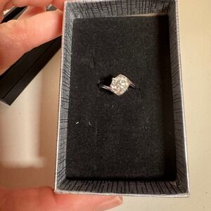 Moissanite 1ct D Color Round Solitaire Engagement Ring Sterling Silver Size 5